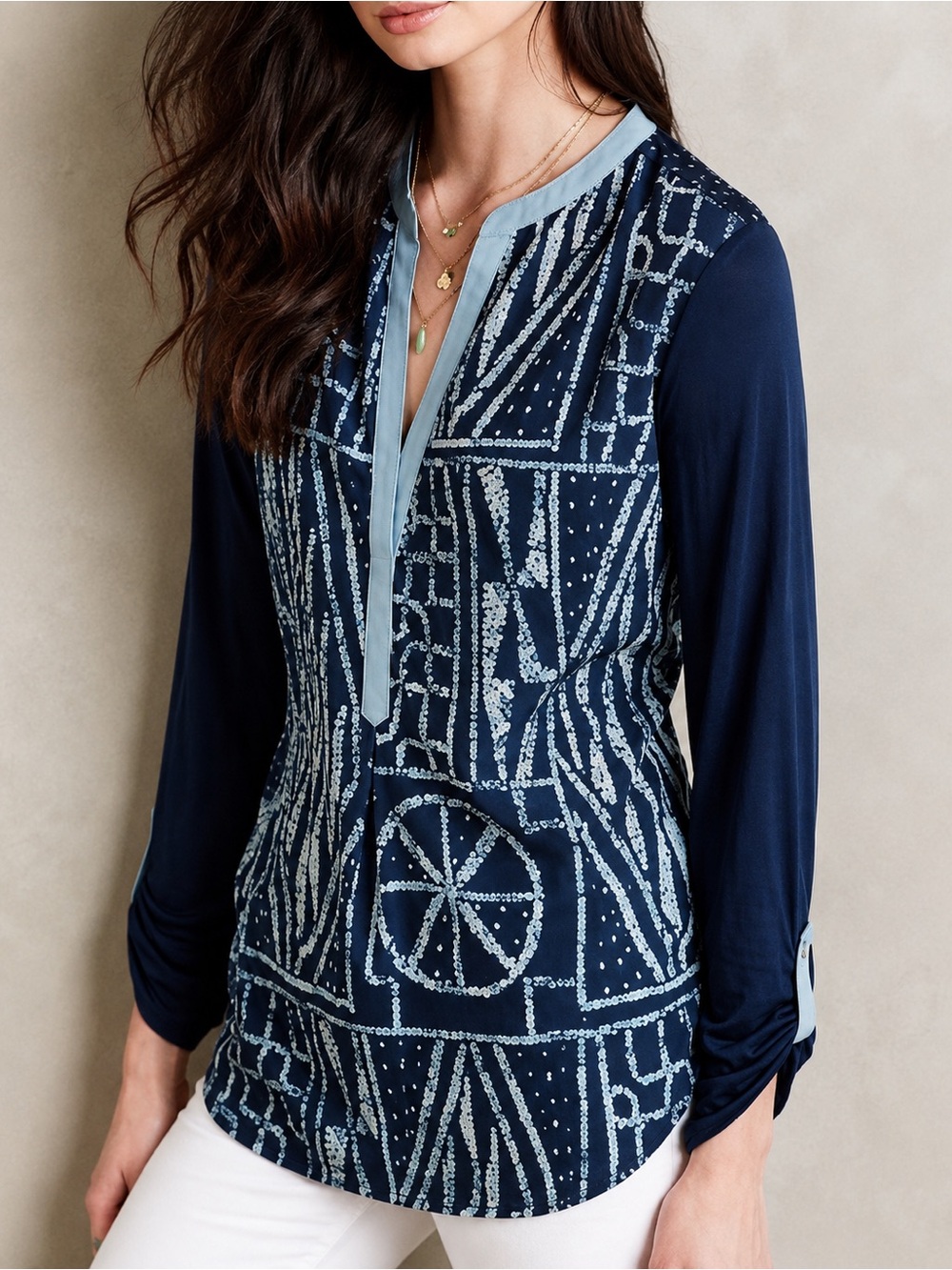 Anthropology Tiny Orion navy Henley top, small